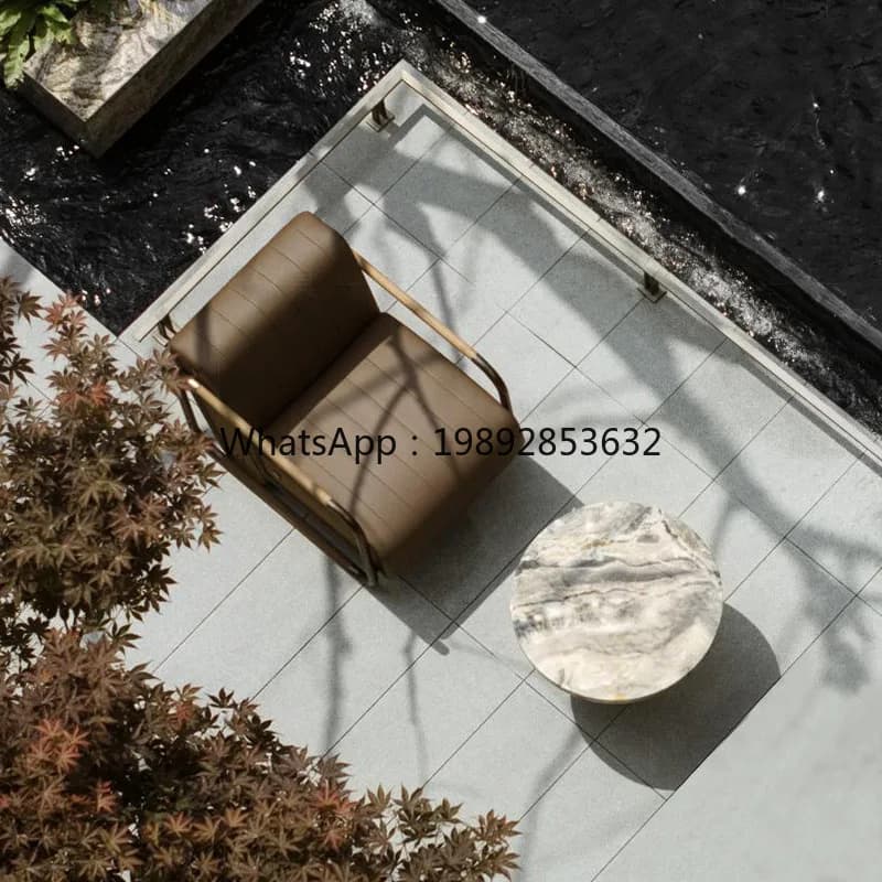 B1 Blue Tone Sofa Italian Style Light Luxury Stainless Steel Sales Office Single Sofa Chair Hotel Club Outdoor Sofa