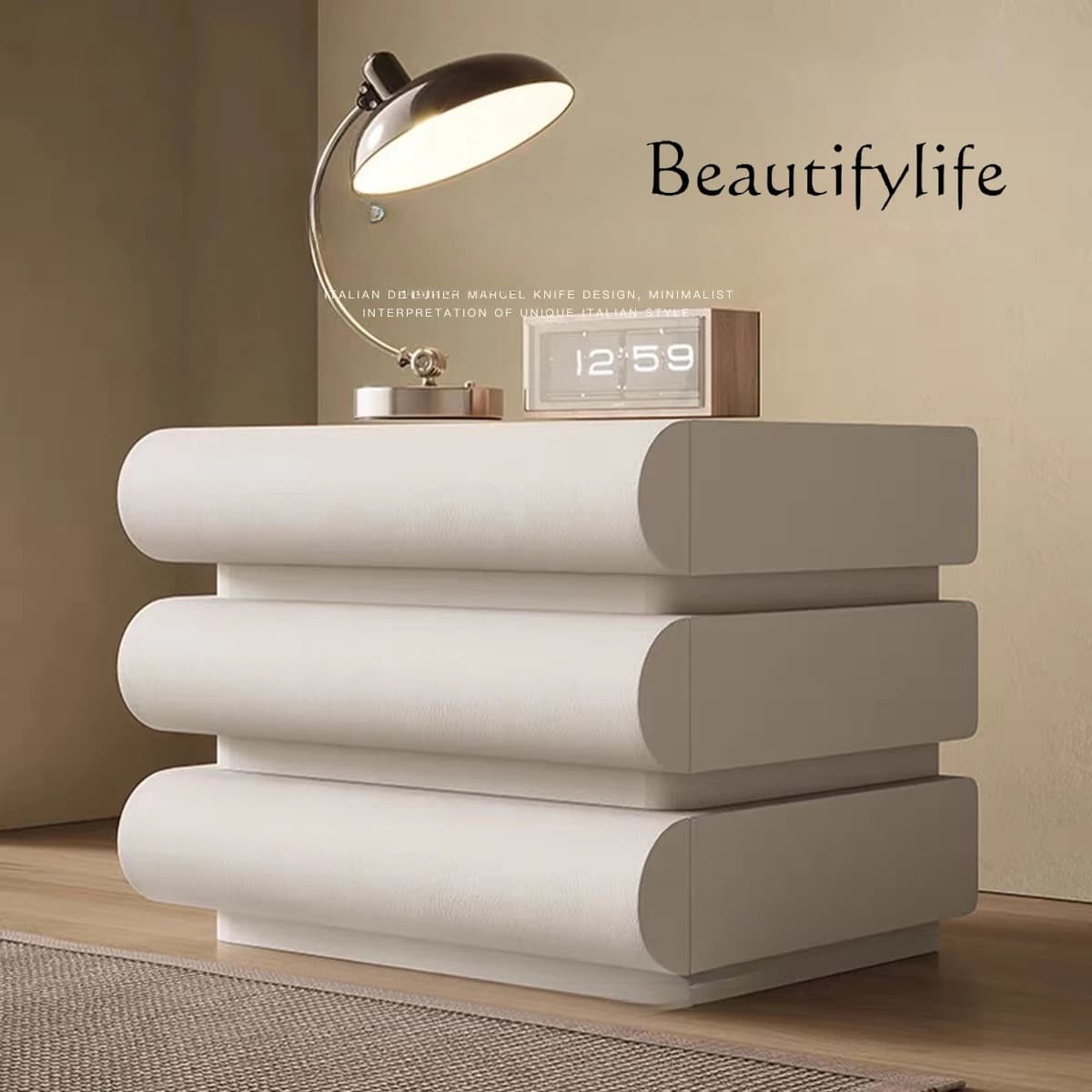 Italian Xipi bedside table, creamy light luxury, high-end home bedroom, locker, side cabinet
