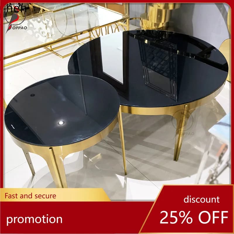 YFY Simple Modern Nordic Tempered Glass Coffee Table Minimalist Small Table Small Apartment Light Luxury