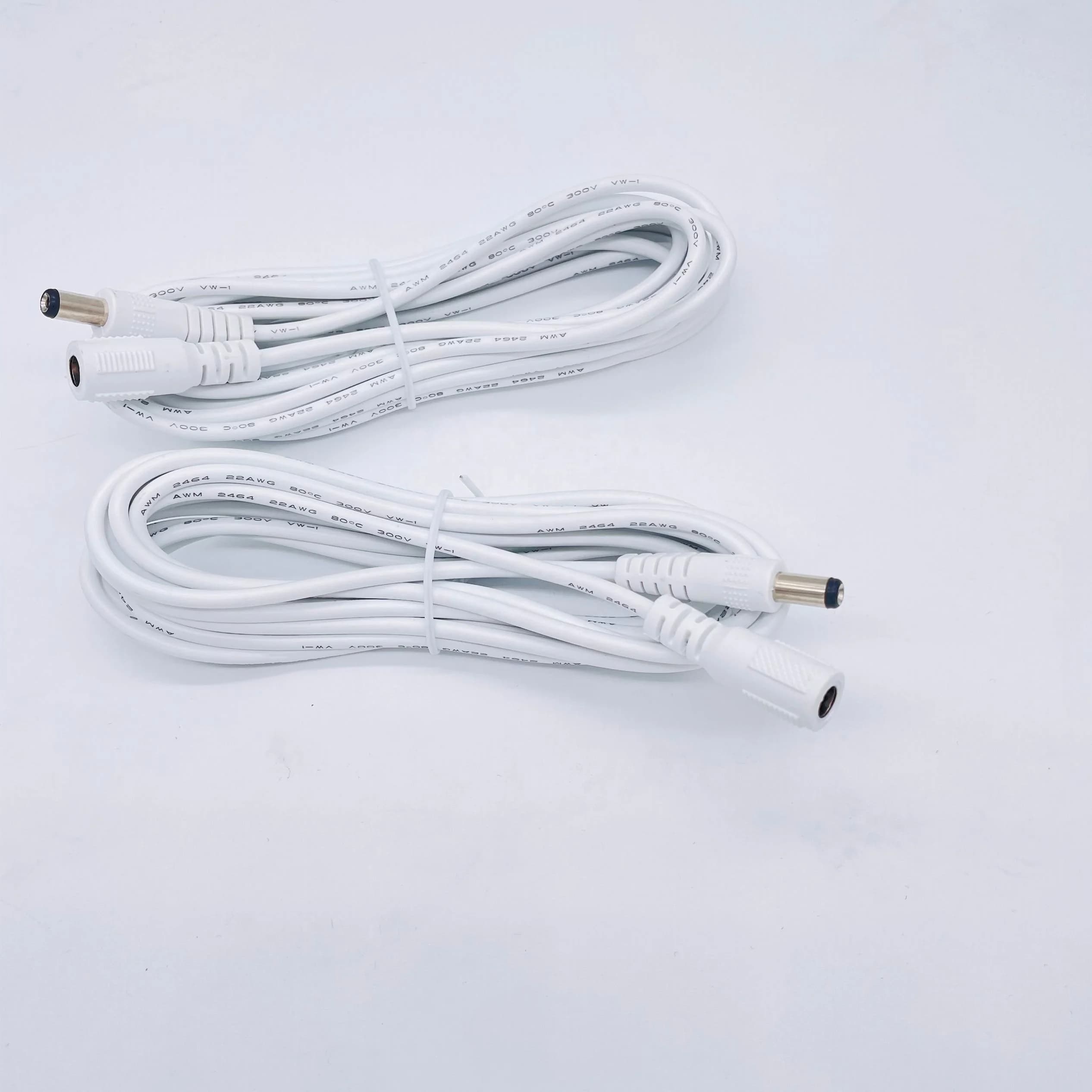 20pcs 1m White 2.1 mm X 5.5 mm Dc Plug Extension Cable 2C*22AWG