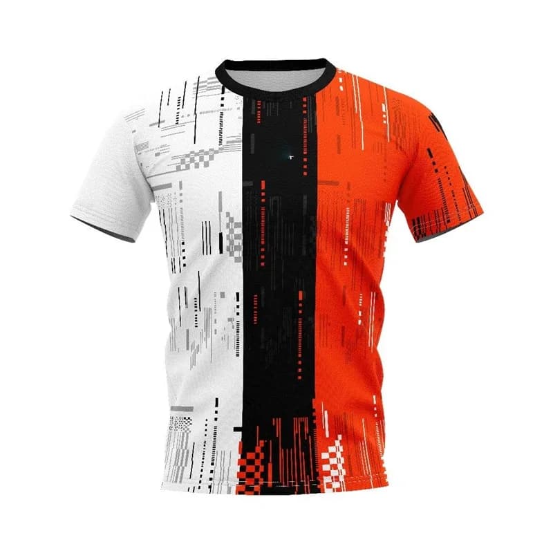 Men’s Clothing Gym Sportswear Short Sleeve Fashion 3D Print Running Fitness Training Sports T-Shirt Men’s Quick-Drying Gym Top