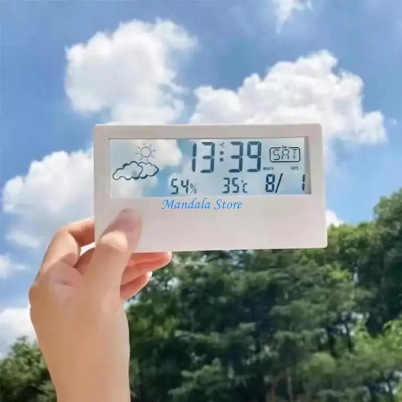 U2JC Desktop Thermometers Hygrometer with Time Display Indoor Baby Room Office Temperature Measurement Meter Gauges