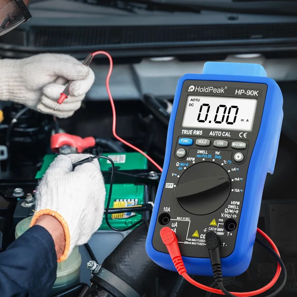 Automotive Digital Multimeter Multimeter Tester - 1000V/20A Tester with RPM, Dwell, Temp, Capacitance, Frequency for Car Repair