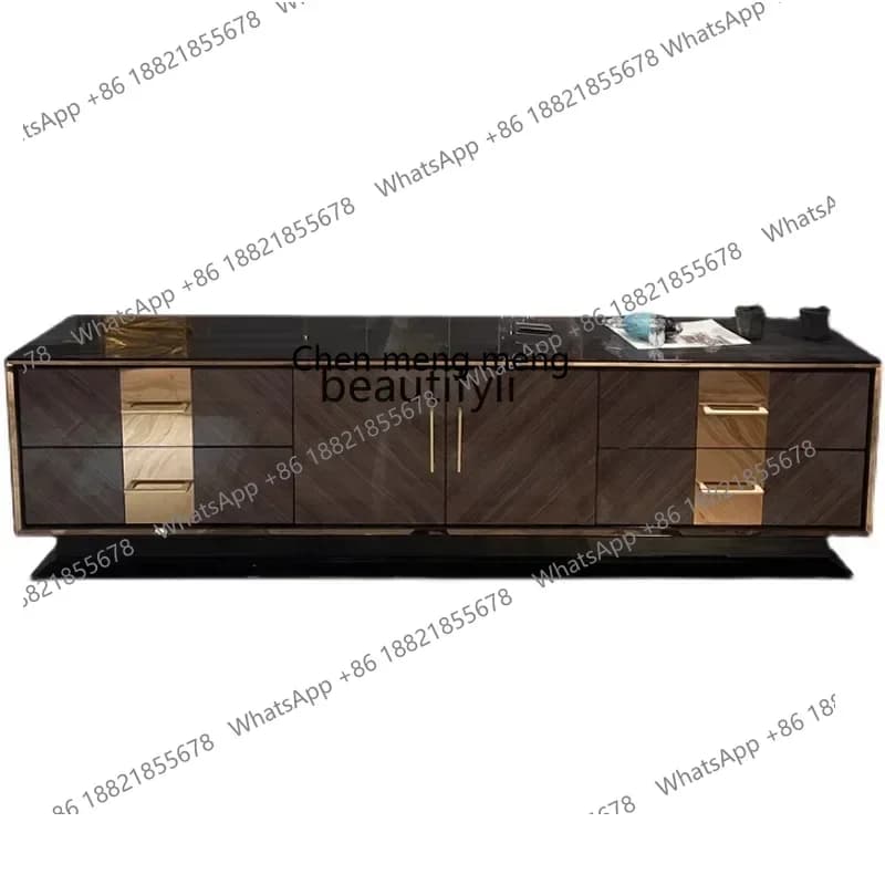 D178    Italian light luxury high-end TV cabinet modern simple living room small apartment solid wood floor TV cabinet combinati