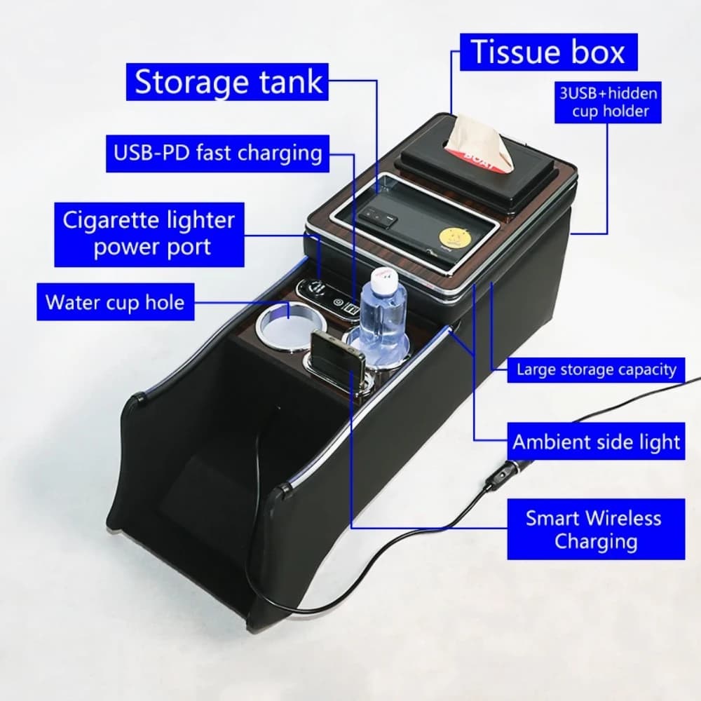 Caja  consola con reposabrazos lantero compatible con HONDA Odyssey Elyssion, cajón  carga inalámbrica para apartamento, caja  r