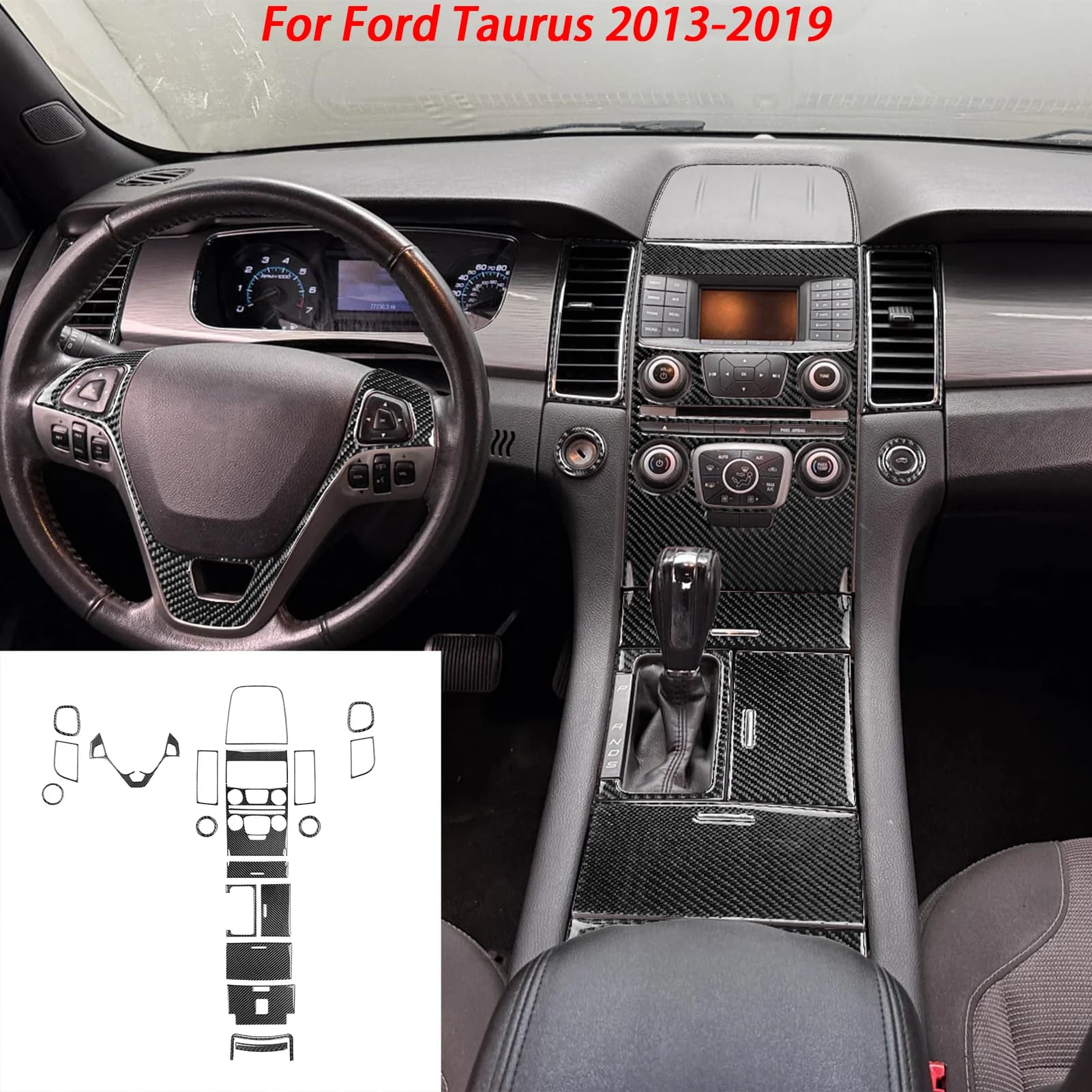 Car Air Vent Cup Holder Cigarette Lighter Door Lift Panel For Ford Taurus Carbon Fiber Accessories Inside Decorative Stickers