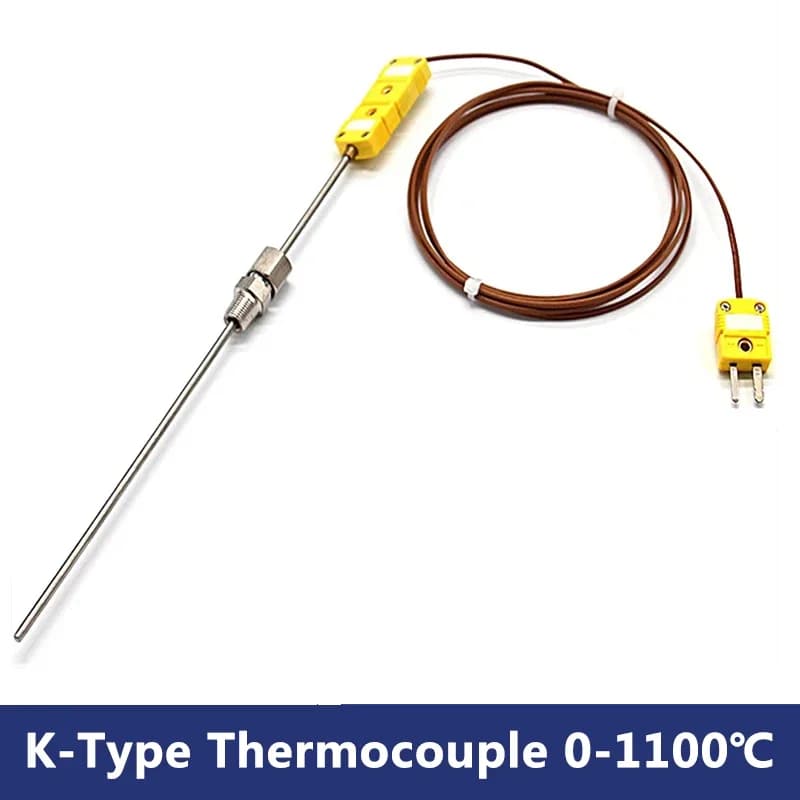 K-Type Sheathed Thermocouple 0-1100℃, NPT1/8 Screw Thread, Thermocouple Plug with 2M Compensating Lead Wire, Temperature Sensor
