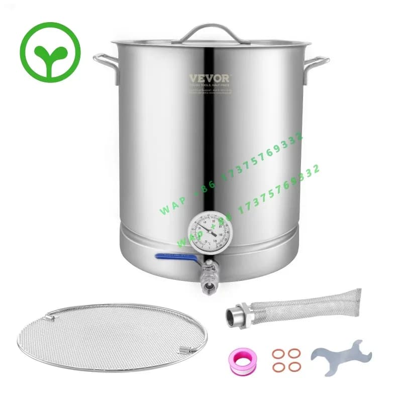 【Premium】SucceBuy Stainless Steel Kettle 16 GALLON Brewing Pot Tri Ply Bottom for Beer Brew Kettle Pot Home Brewing Supplies Inc