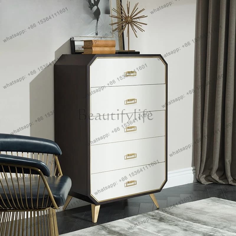 New Chinese solid wood multi-drawer locker storage cabinet simple bedroom living room furniture