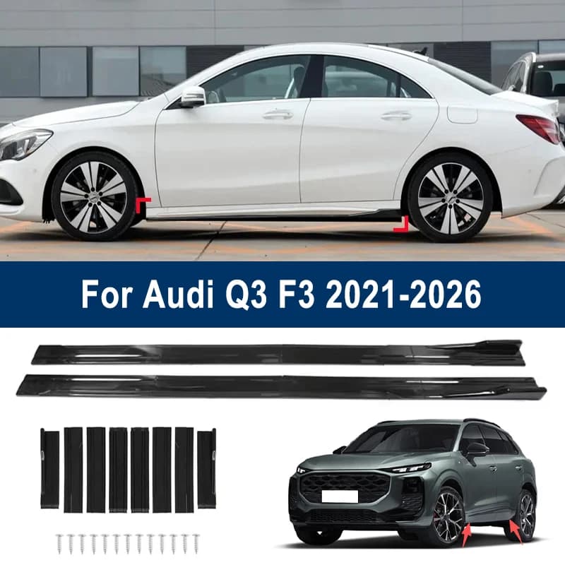 For Audi Q3 F3 2021-2026 2022 2023 Car Side Skirt Splitters Extended Side Spoiler Sport Body Kit Bumper Lip Modified Parts 8Pcs
