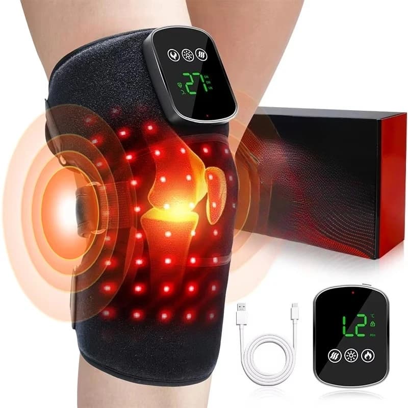 Wireless Rechargeable Red Light Therapy Heating Device for Knee Red Light Therapy and Vibrating Massage Knee Brace