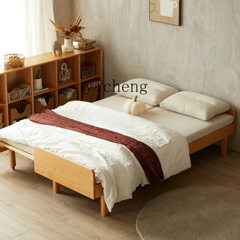 y9.4-  solid wood sofa bed folding dual-purpose pull-out small apartment living room multi-functional double retractable bed