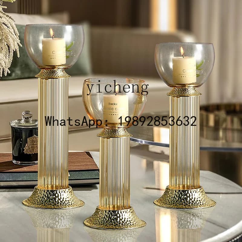 X-29    Glass Vase Candle Holder Ornament Living Room Hotel Restaurant Candlelight Dinner Decoration