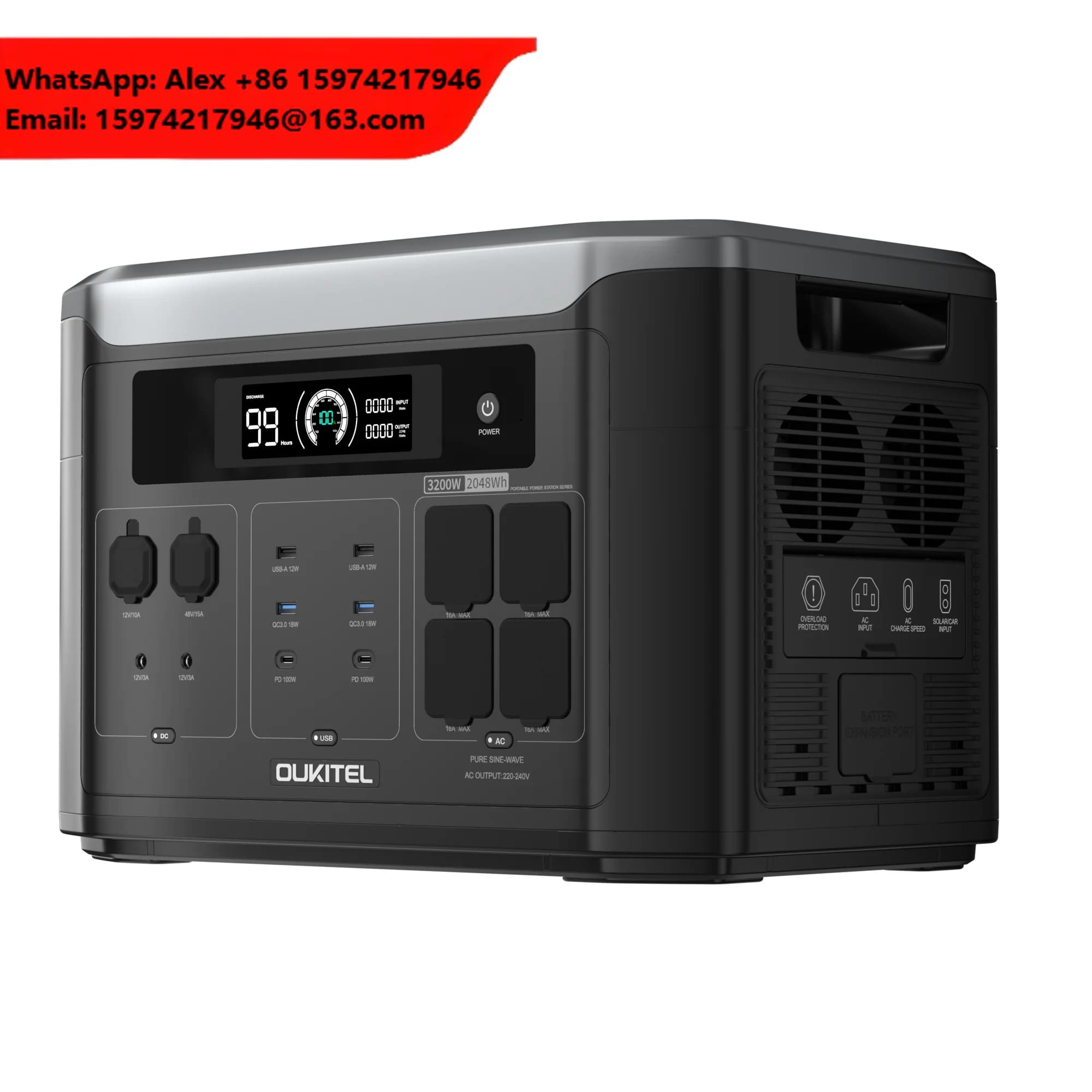 3200W Portable Power Station Outdoor Home Backup Solar Generator With 2048Wh Lifepo4 External Battery