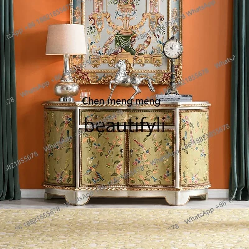 D178  European retro painted entrance locker against the wall living room storage cabinet hand painted decorative cabinet