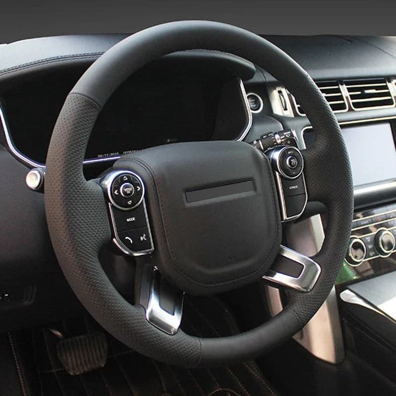Alcantara Steering Wheel Cover Real Leather Black Thread Hand Sewing Car Accessoires for Land Rover RANGE ROVER IV DISCOVERY III