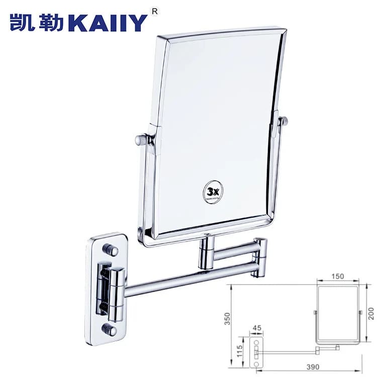 Hxl bathroom & toilet all-copper triple magnification double-sided folding extendable mirror - wall mounted