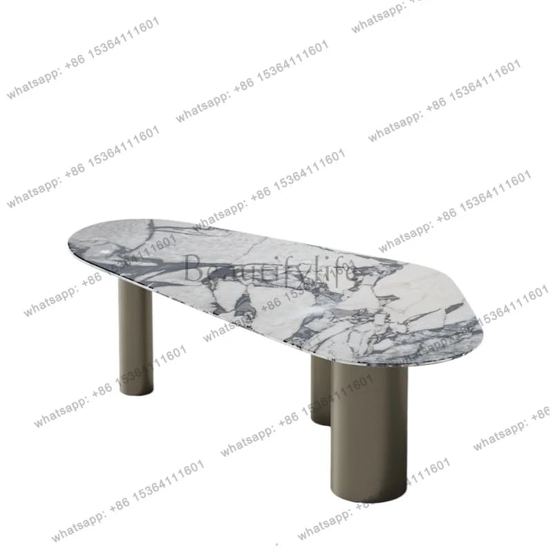 Unique Luxury Table Kitchen Modern Centerpiece Italian White Marble Dining Table Stone