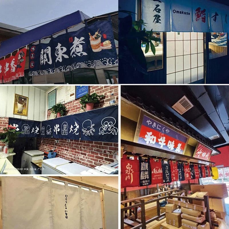 Japanese Door Curtain Food Restaurant Sushi Izakaya Decor Curtain Art Bar Partition Curtain Noren Entrance Hanging Half-Curtain