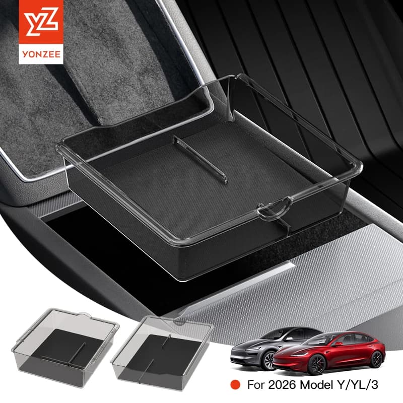 YZ for Tesla Model 3 ModeY YL Juniper Highland Armrest Storage ABS Box with Non-slip Silicone Mat Car Accessories Organizer 2026