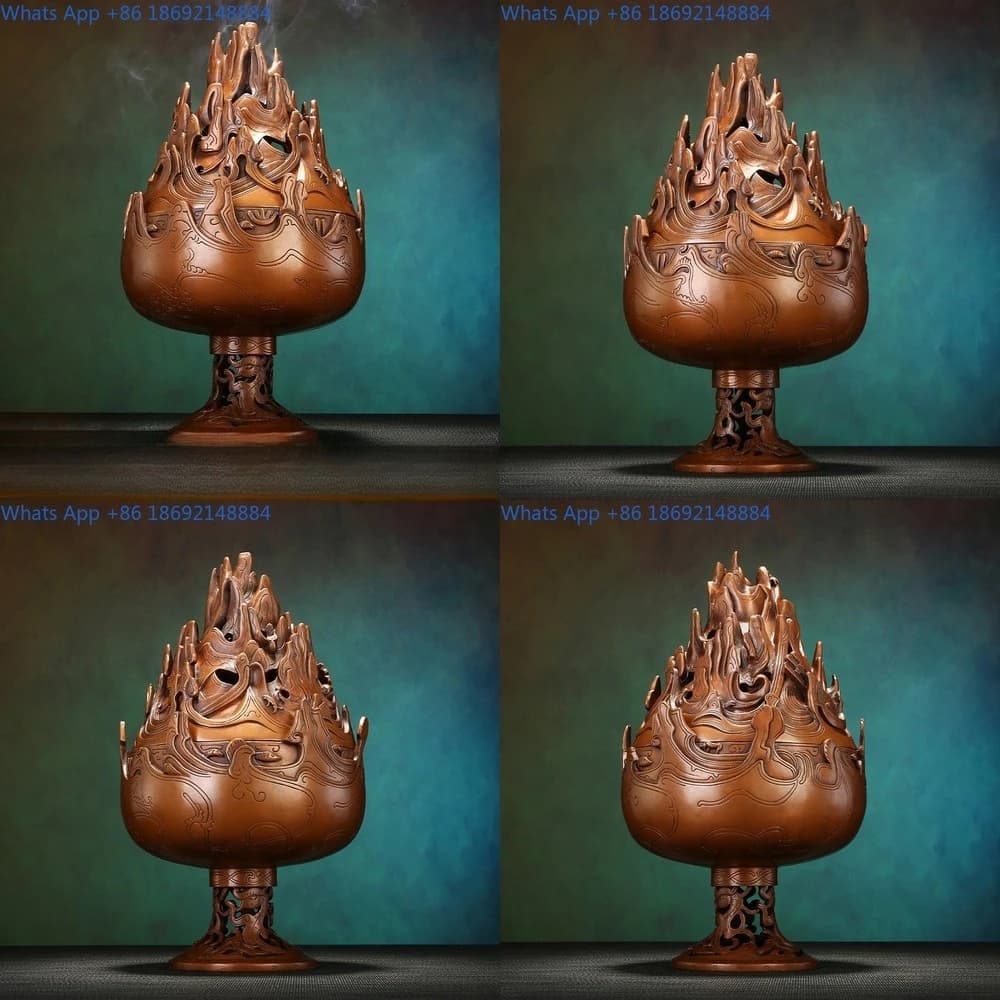 Antique Style Copper Handcrafted Home Office Incense Burner for Aromatherapy and Decorative Use Ideal