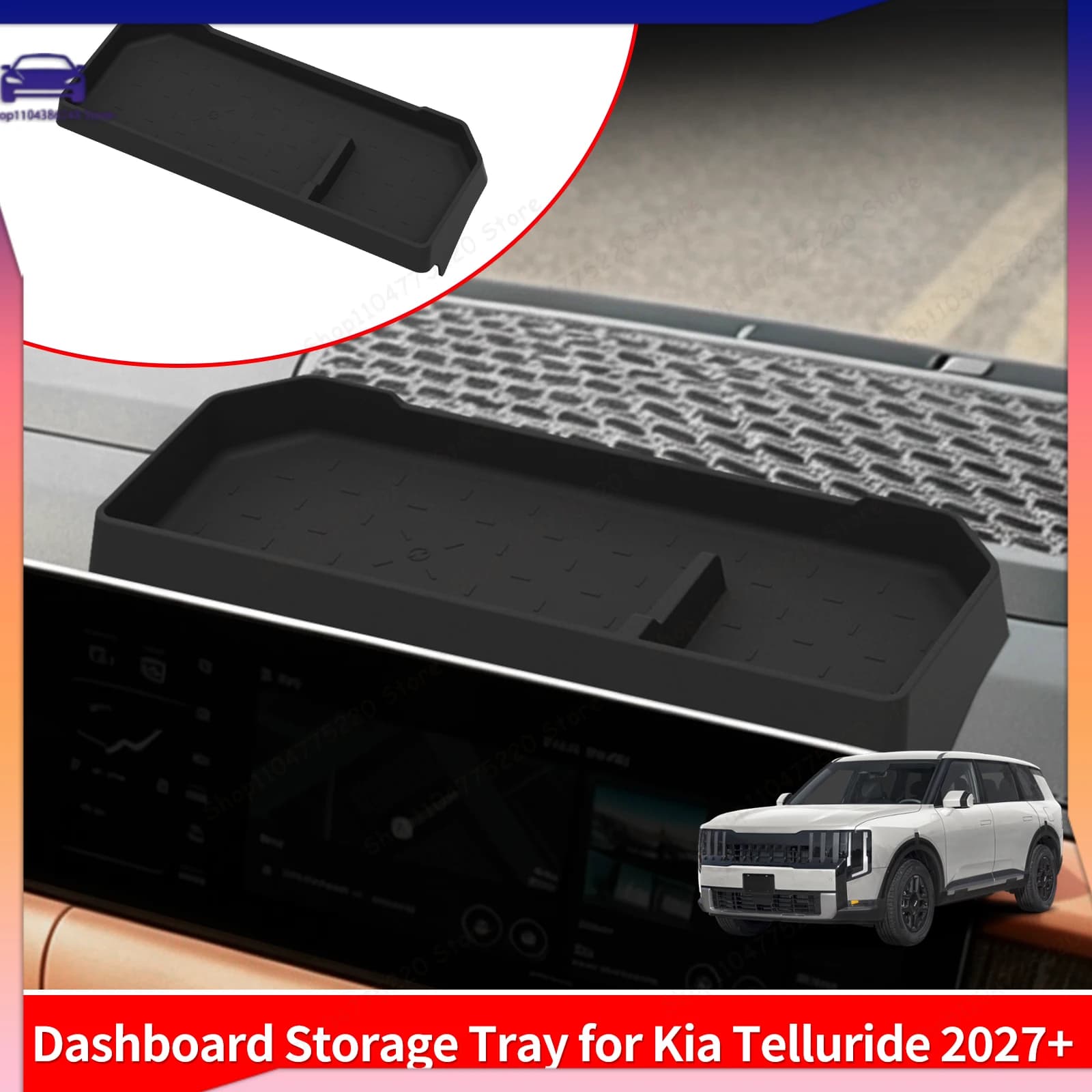 For Kia Telluride 2027+ (2nd Gen) Car Dashboard Storage Tray Display Screen Rear Storage Box Silicone Organizer Accessories