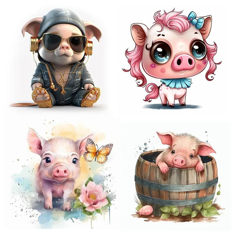 M448 Cute Pink Small Fragrant Pig Watercolor Hand-Painted Cartoon Sticker Kids Room Decoration Toilet Decal