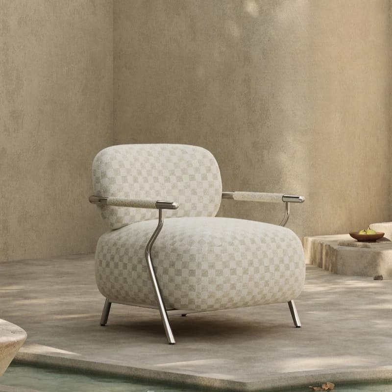 Living room single sofa chair light luxury leisure recliner metal legs