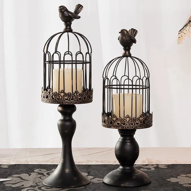 American and European Birdcage Iron Candlestick, Romantic Wedding Decoration Candlestick