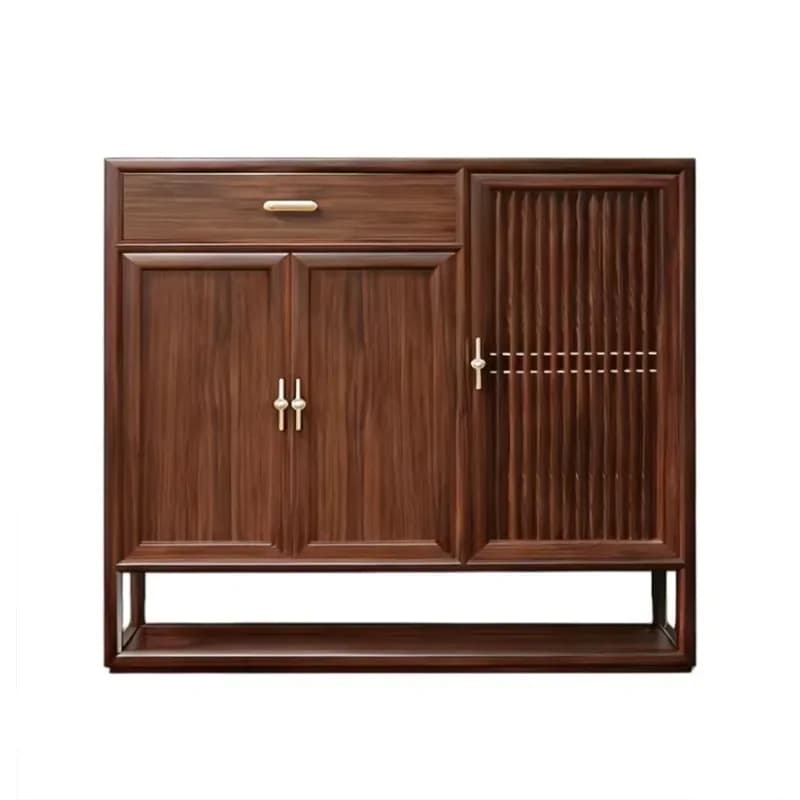 Song-style Aesthetics New Chinese-style Solid Wood Entrance Cabinet Simple North American Black Walnut Shoe CabinetX14