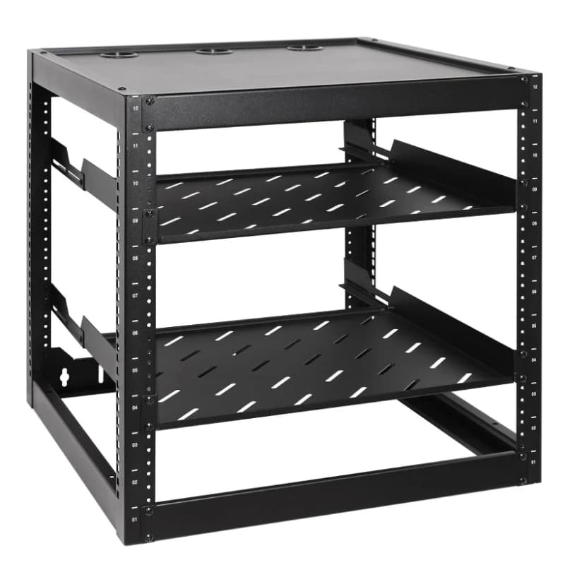 Open frame network rack rack rear supports are wall-mounted