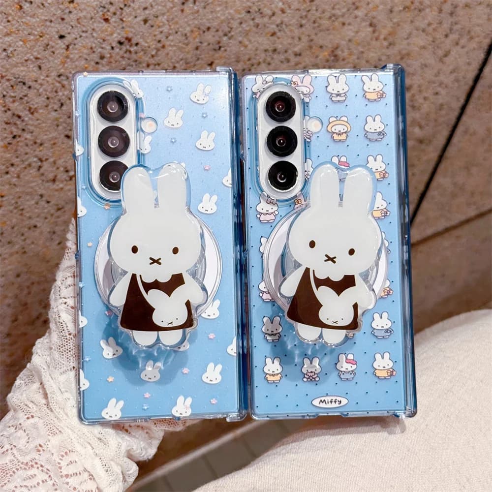 New Fashion Cute cartoon cute Miffy For Magsafe Phone Case For Samsung ZFold 4 5 6 7 8 ZFold8 Magnetic Anti-fall Cover﻿﻿﻿﻿