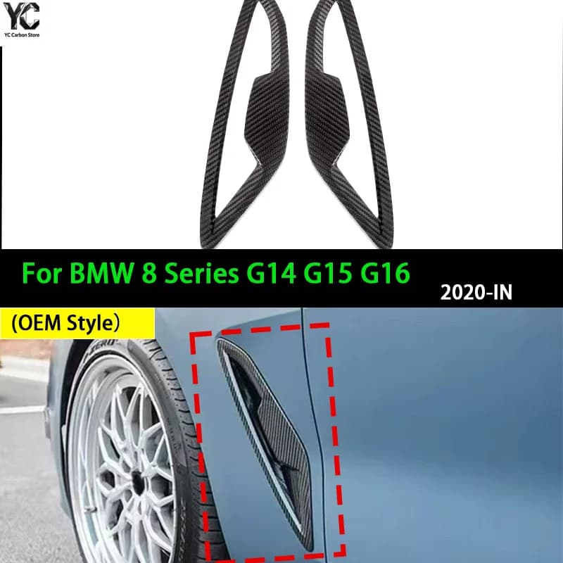 Real Dry Carbon Fiber Sticky Side Fender for BMW 8 Series G14 G15 G16 OEM Style 2020-IN 2Pcs/Set