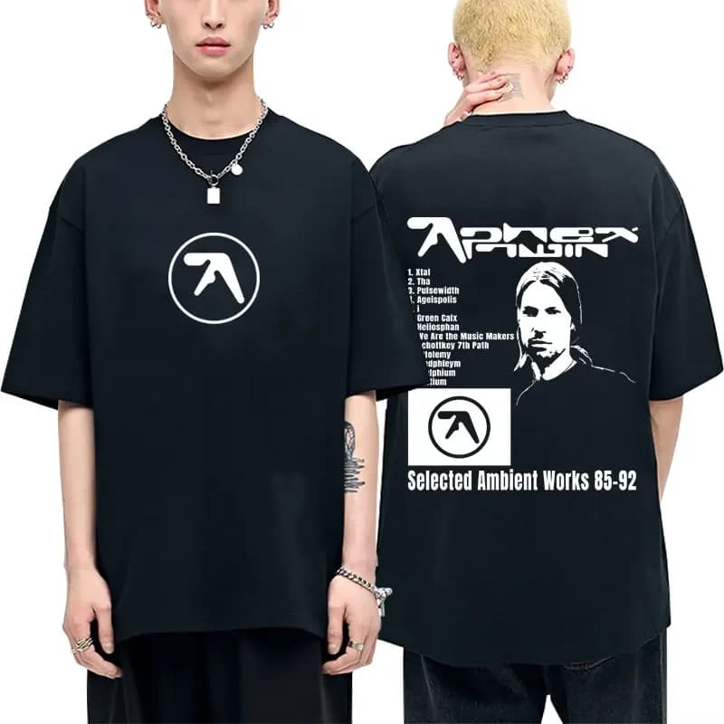 Limited Aphex Twin Graphic T Shirt Selected Ambient Works 85 92 Album Print T-shirts Men Women Fashion Electronic Music T-shirt