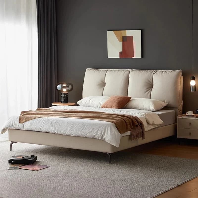 Modern Light Luxury Leather Double Bed 2 People Full Size Bed Frame Queen Beds Bedroom Furniture Bases And Frames