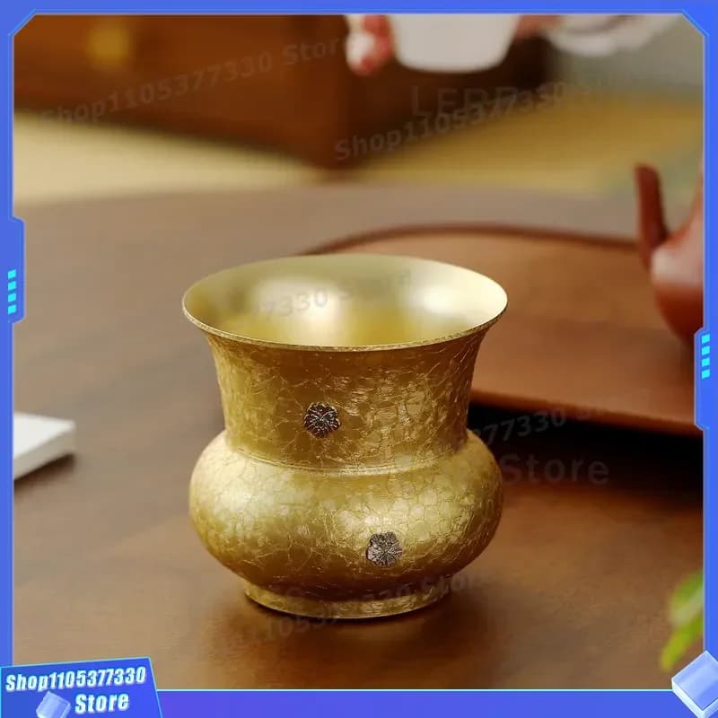 Large Brass Dragon Scale Tea Waste Bucket Gold Ice Flower Pattern Pen Washing Tank Household Jianshui Cup Residue Container