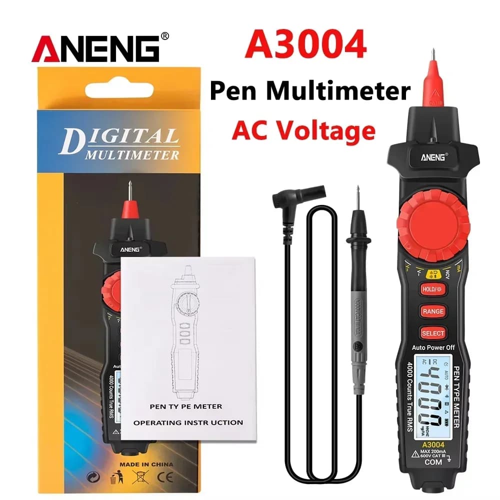 ANENG A3004 Pen Type Digital Multimeter 4000 Counts True RMS NCV Non-Contact Voltage Tester AC DC Voltage Current Resistance