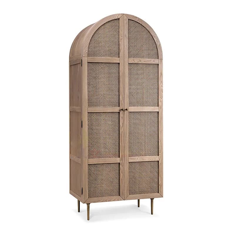 LMM Japanese creative wardrobe modern simple rattan double door wardrobe home bedroom
