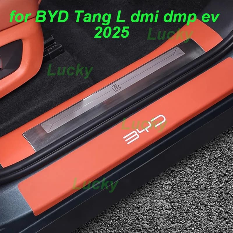 Car Threshold Bar Leather Cover for BYD Tang L 2025 Welcome Pedal Scuff Plate Anti-scratch  Stickers Exterior Accessories
