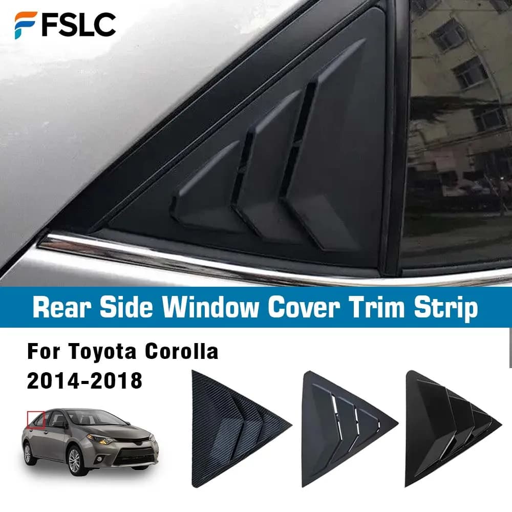 Rear Side Window Cover Trim Strip For Toyota Corolla 2014-2018 Gloss Black Carbon Fiber Shutter Ventilation Opening Styling