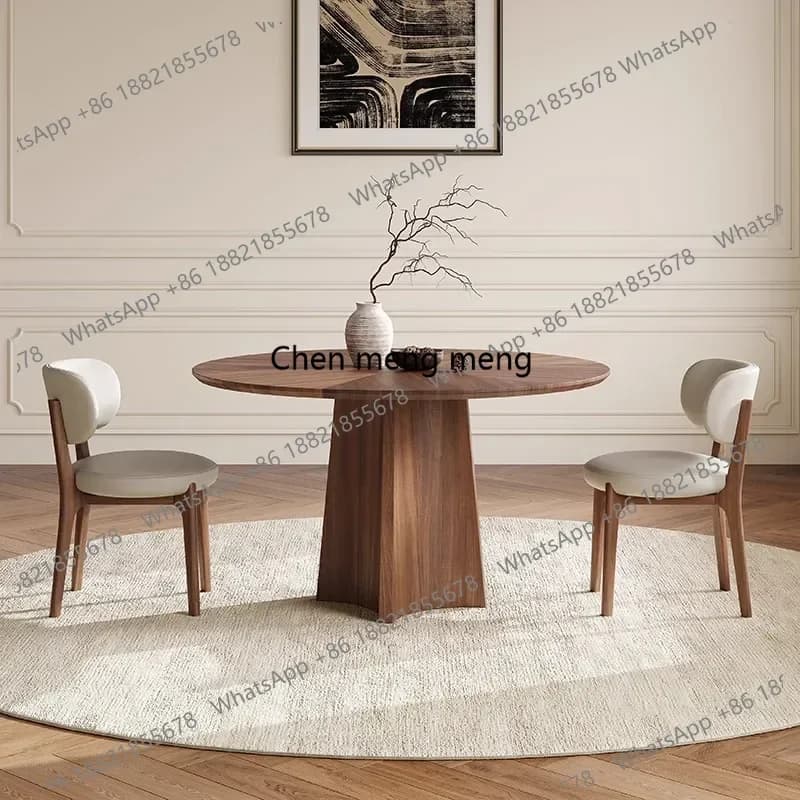 8 People Living Room Dining Tables Turntable Round Retro Work Dining Tables Reception Wooden Home Furniture