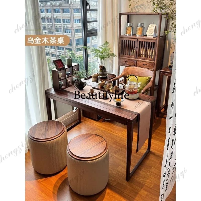 Balcony tea antique family table and chairs household living room balcony small apartment tea table integrated