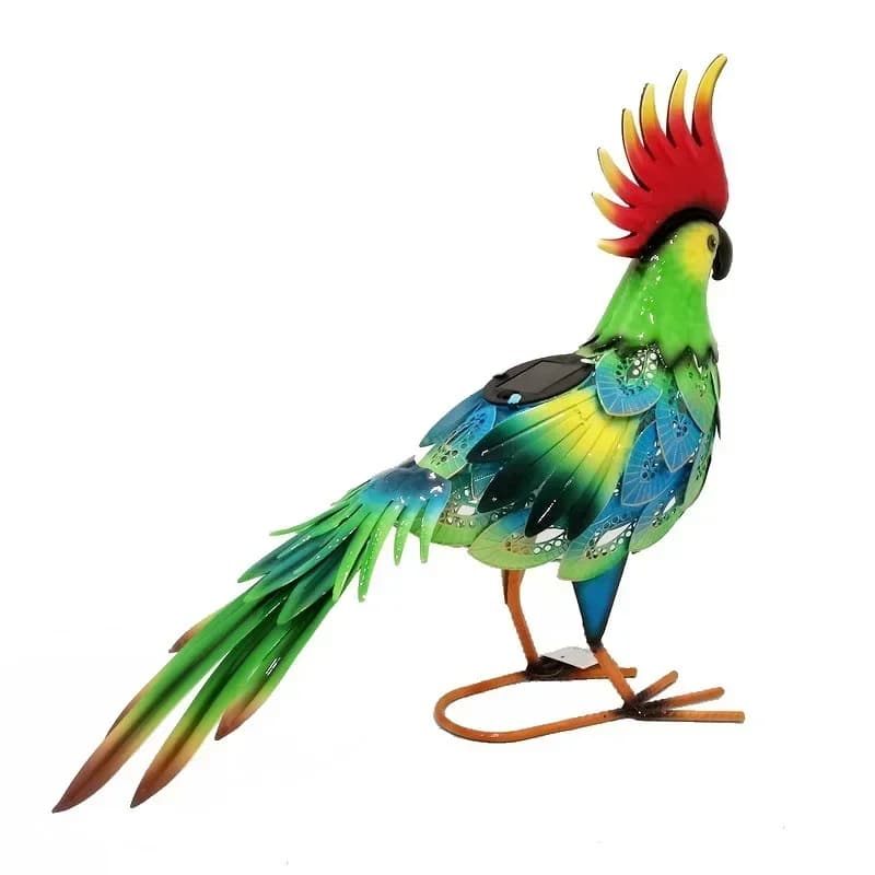 Wrought iron, new garden decoration, handicrafts, outdoor lawn, color-changing solar lights, birds, parrot ornaments