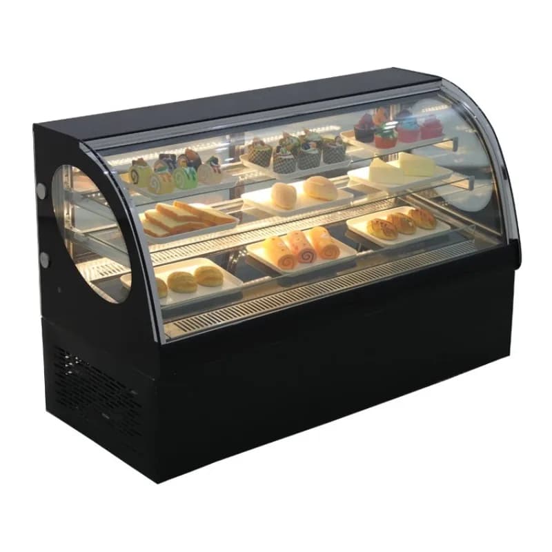 Curved glass cover cake display cabinet refrigerated chocolate display cabinet