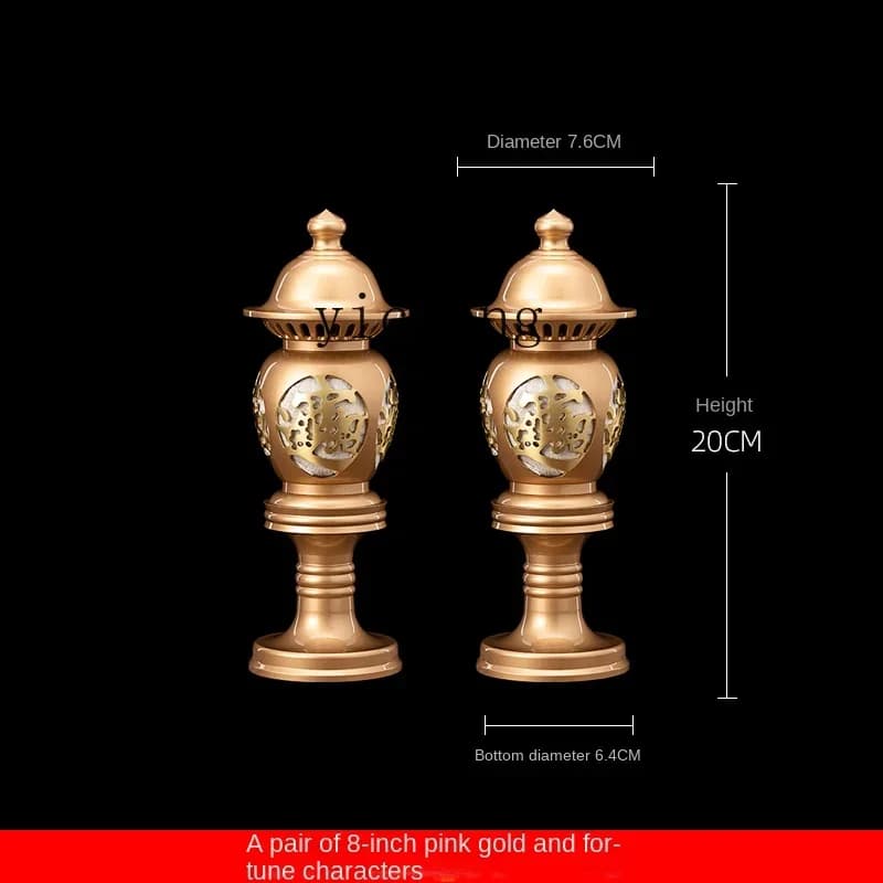 ZZc Brass Buddha Offering Ornaments Household a Pair of Buddhist Hall New Buddha Front for Decoration Electric Candle