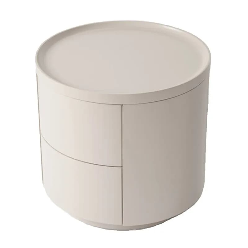 Minimalist solid wood bedside table painted round bedside table cream wind bedside storage cabinet storage small apartment