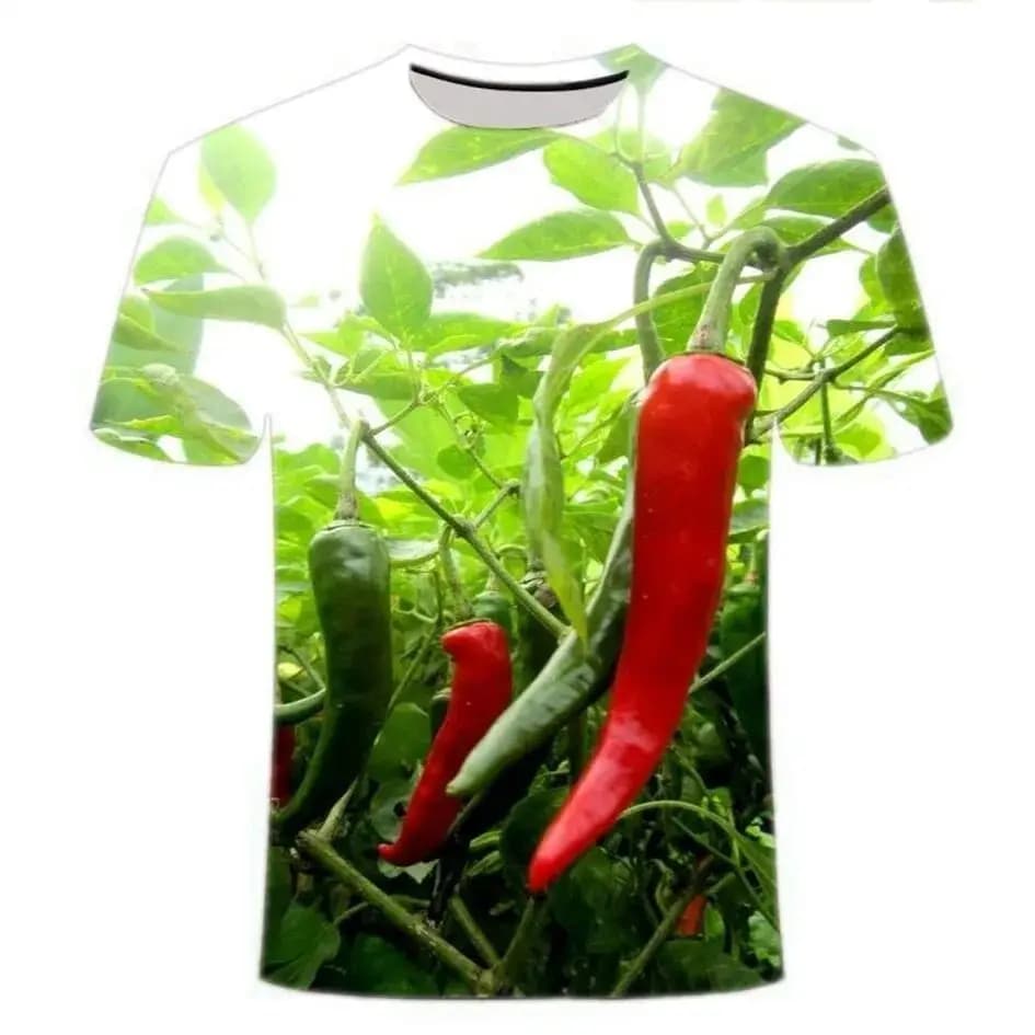 New Fun Cuisine With Vegetable And Chili Patterns 3d Printed Streetwear, Fashionable Casual T-shirt For Men And Women, Thin Top