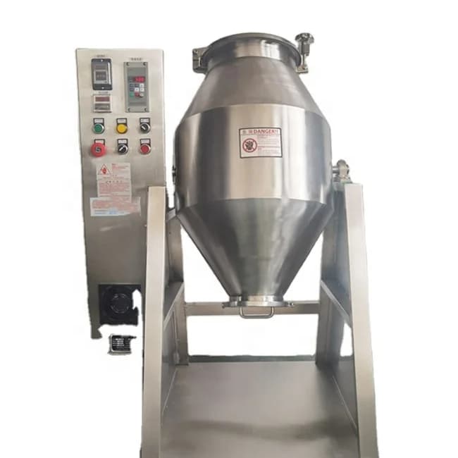 Herbs Spice Rotating Drum Powder Blender Mixer Dry Cassava Flour Mixer Machines Double Cone Mixer Machine