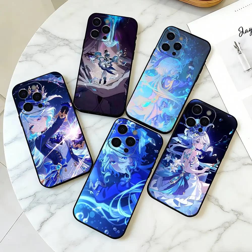 G-Genshin Impact Cool F-Furina  Phone Case For iPhone 17, 16,15,14,13,12,11 Plus,Pro Max, Others Soft Black Cover