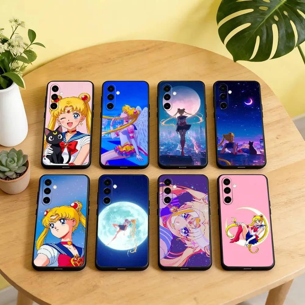 S-Sailor M-Moon Anime  Phone Case Black Silicone Soft For Samsung Galaxy A73,A72,A71,A70,A53,A52,A51